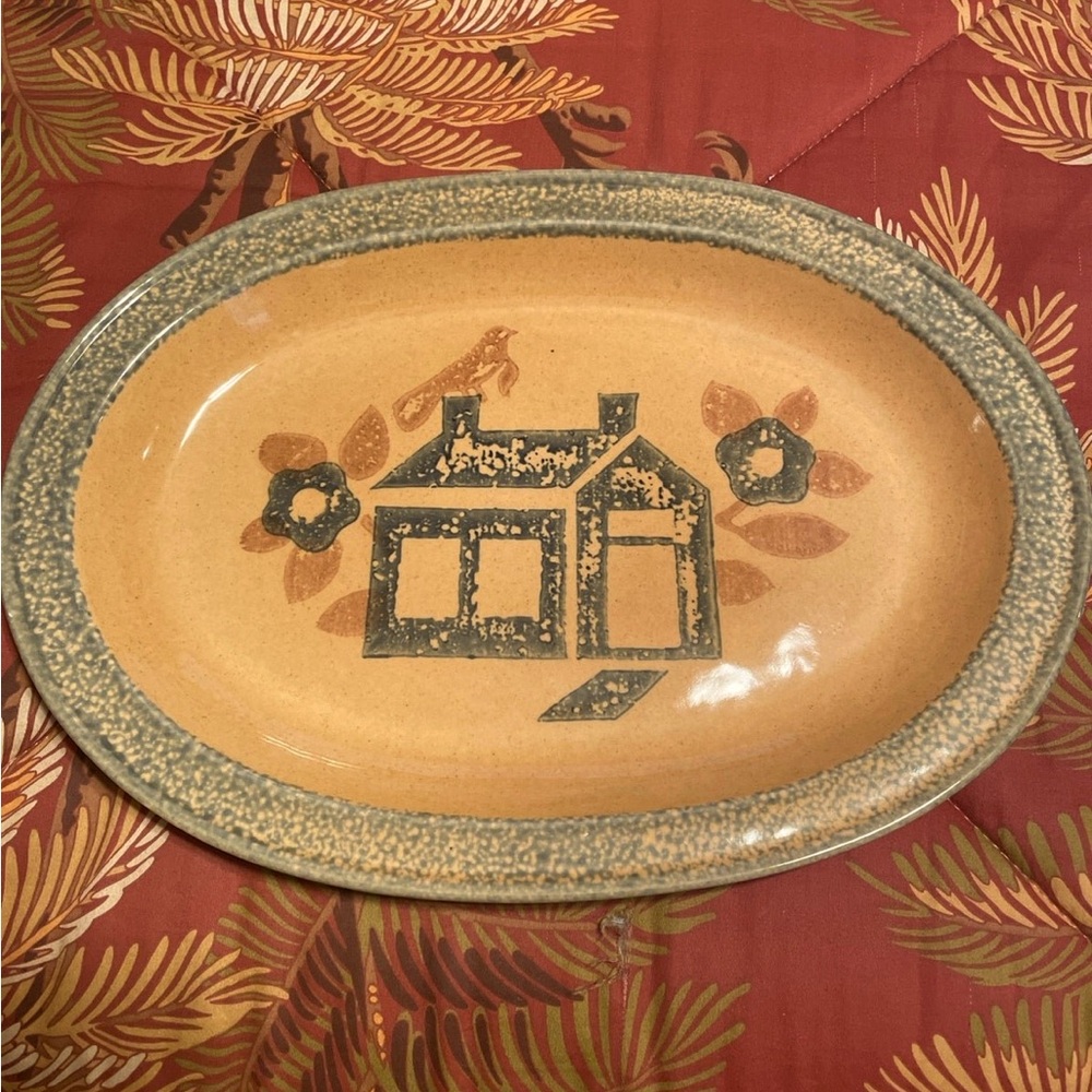 PFALTZGRAFF Serving Platter 1980’s VINTAGE AMERICA PATTERN OVAL 14” Folkart MAFA